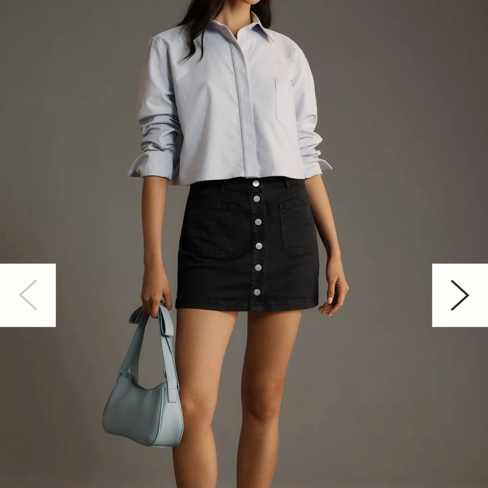 Anthropologie Pilcro & The Letterpress Button-Front Black Denim Jean Mini Skirt